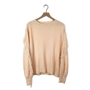Tularosa peach fringe sleeve round neck pullover sweater small